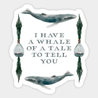 Ocean Quote Ship In a Bottle Seaweed Blue Whale Nautical Watercolor Sticker